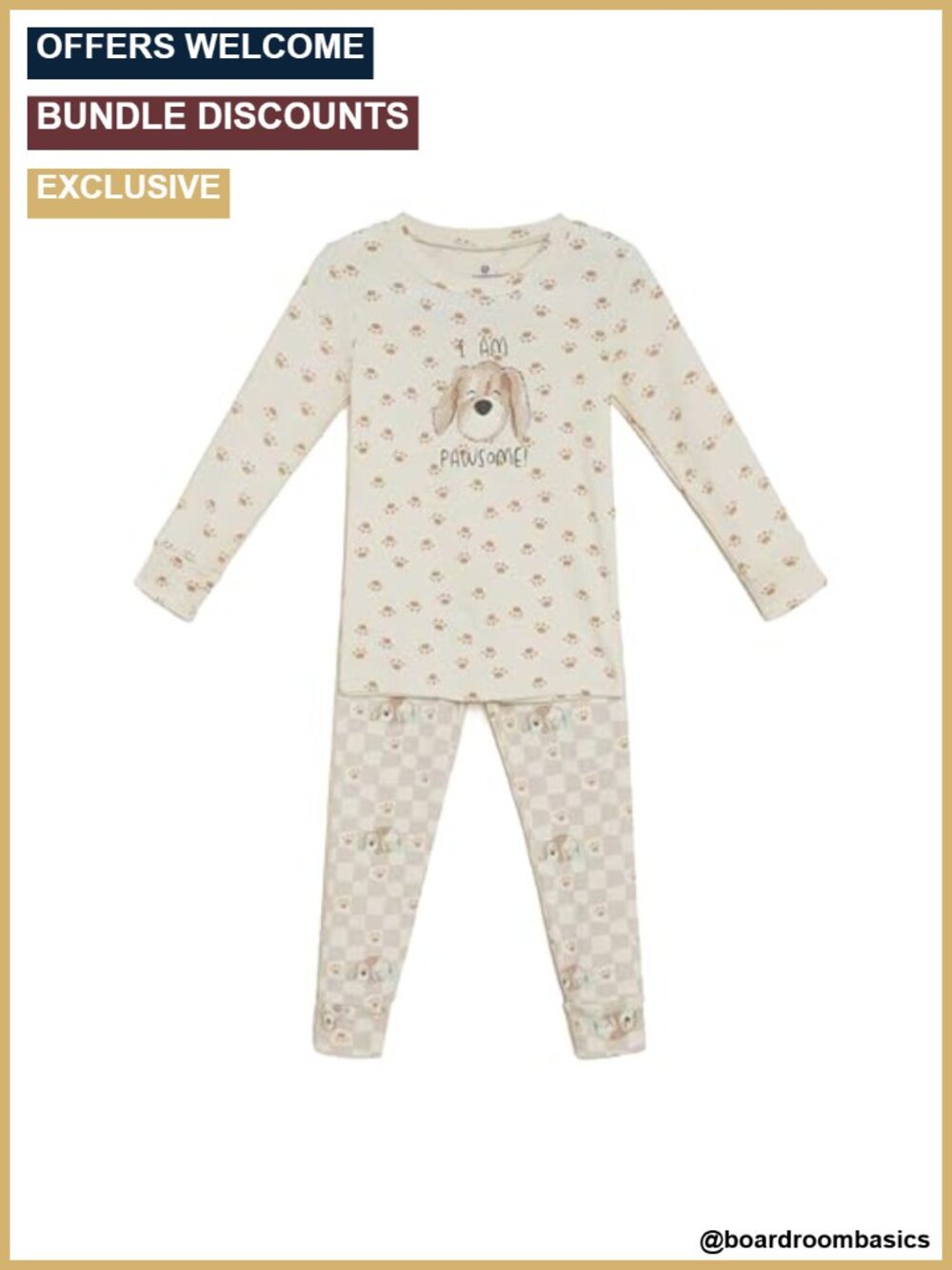 Toddler 100% Cotton Puppy Pajama Set Long Sleeve 2-Piece Size 5T